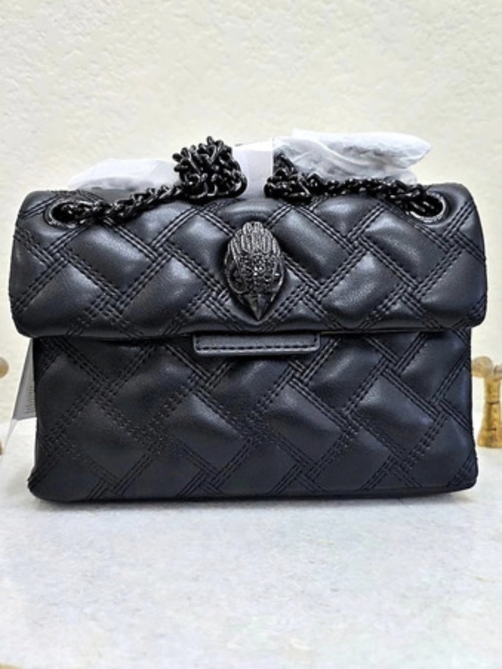 Kurt Geiger London Kensington Drench Bag Quilted Leather Crossbody Bag Black NWT